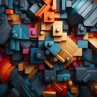 Colorful 3D Geometric Abstract Glossy Matte Multiple Shaped Elegant Background Wallpaper photo