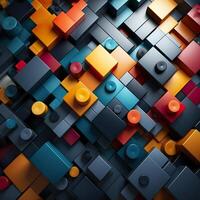 Colorful 3D Geometric Abstract Glossy Matte Multiple Shaped Elegant Background Wallpaper photo