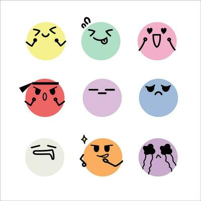 Kawaii emotions face set. Vector illustration. 23913407 Vector Art at  Vecteezy