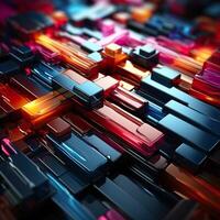 Colorful 3D Geometric Abstract Glossy Matte Multiple Shaped Elegant Background Wallpaper photo