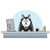 National Take Your Dog to Work Day, Dogs in Office, Vector Illustrations Isolated on White Background