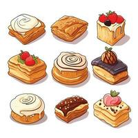 cakes and pastries vector