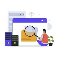 Searching file in folder directory illustration concept vector