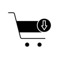 Online shop glyph icon. Contains trolley with download. icon illustration related to e commerce shop. Simple vector design editable. Pixel perfect at 32 x 32