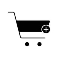 añadir compras glifo icono. contiene icono carretilla con añadir icono. icono ilustración relacionado a mi comercio tienda. sencillo vector diseño editable. píxel Perfecto a 32 X 32