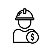 Builder icon illustration with dollar. suitable for employee icon. line icon style. icon related to construction. Simple vector design editable