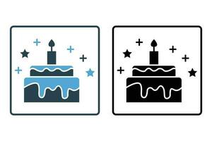 Cake icon. icon related to element of bakery, birthday. Solid icon style design. Simple vector design editable