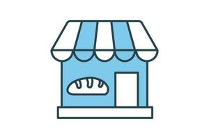 Bakery Store icon. Flat line icon style design. Simple vector design editable