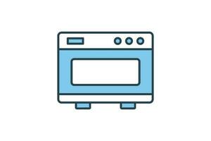 horno icono. icono relacionado a elemento de panadería, electrónico dispositivos. plano línea icono estilo diseño. sencillo vector diseño editable