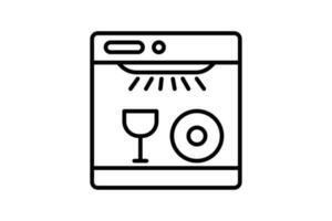 Dishwasher icon. icon related to cleaner, household appliances. Line icon style design. Simple vector design editable