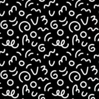 Abstract squiggle seamless pattern. Hand drawn fun line doodles. Black and white background for children or trendy design. Simple scribble wallpaper print. vector