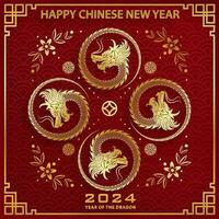 Happy Chinese new year 2024 Zodiac sign year of the Dragon vector