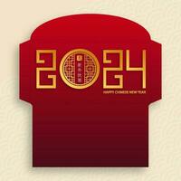 Chinese new year 2024 lucky red envelope money pocket for the year of the Dragon vector