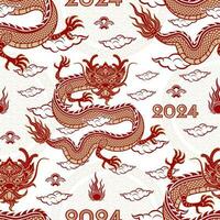 Seamless pattern with Asian elements for happy Chinese new year of the Dragon 2024 vector