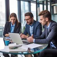 multiétnico negocio personas trabajando juntos en el oficina ai generado foto