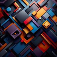 3d Rendered Colorful Glossy and Matte Ultra HD Geometric Background Wallpaper AI Generated photo