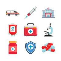 Medical and healthcare element vector illustration in flat style. Medical icon pack