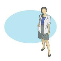 full length of businesswoman standing with copy space illustration vector hand drawn isolated on white background line art.