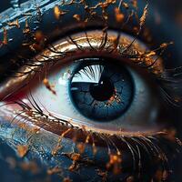 Art Of Artificial Intelligence Colorful Close Up Technology Eye Image 3D Rendered photo