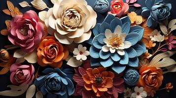 3d Colorful Royale Flower Design AI Generated photo