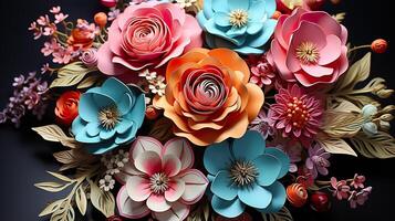 3d Colorful Royale Flower Design AI Generated photo