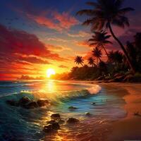 coco palm on tropical paradise island dream beach photo