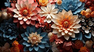 3d Colorful Royale Flower Design AI Generated photo