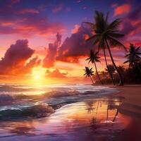 coco palm on tropical paradise island dream beach photo