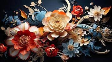 3d Colorful Royale Flower Design photo