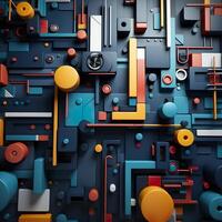 Colorful 3D Geometric Abstract Glossy Matte Multiple Shaped Elegant Background Wallpaper photo