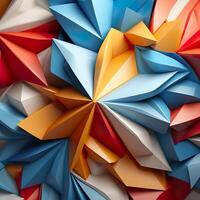 Colorful 3D Geometric Abstract Glossy Matte Multiple Shaped Elegant Background Wallpaper AI Generated photo