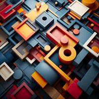 Colorful 3D Geometric Abstract Glossy Matte Multiple Shaped Elegant Background Wallpaper photo