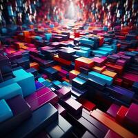 Colorful 3D Geometric Abstract Glossy Matte Multiple Shaped Elegant Background Wallpaper AI Generated photo