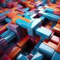 Colorful 3D Geometric Abstract Glossy Matte Multiple Shaped Elegant Background Wallpaper photo