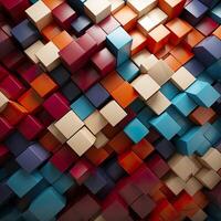 Colorful 3D Geometric Abstract Glossy Matte Multiple Shaped Elegant Background Wallpaper AI Generated photo