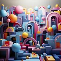 3d Rendered Colorful Glossy and Matte Ultra HD Geometric Background Wallpaper photo