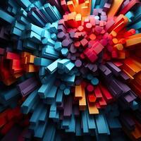 Colorful 3D Geometric Abstract Glossy Matte Multiple Shaped Elegant Background Wallpaper photo