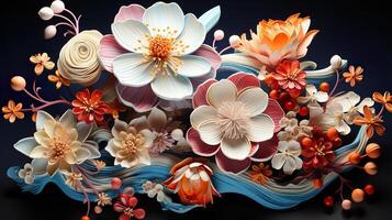 3d Colorful Royale Flower Design photo