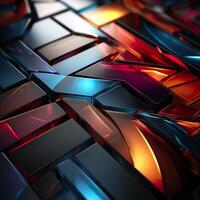 3d Rendered Colorful Glossy and Matte Ultra HD Geometric Background Wallpaper AI Generated photo