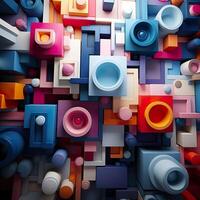 3d Rendered Colorful Glossy and Matte Ultra HD Geometric Background Wallpaper photo