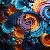 3d Rendered Colorful Glossy and Matte Ultra HD Geometric Background Wallpaper AI Generated photo