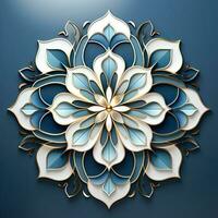 Royale Blue White Golden Royale Mandala Design AI Generated photo