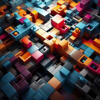 3d Rendered Colorful Glossy and Matte Ultra HD Geometric Background Wallpaper photo