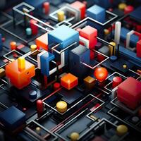 3d Rendered Colorful Glossy and Matte Ultra HD Geometric Background Wallpaper photo