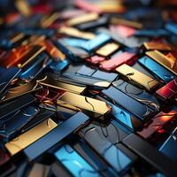 Colorful 3D Geometric Abstract Glossy Matte Multiple Shaped Elegant Background Wallpaper photo