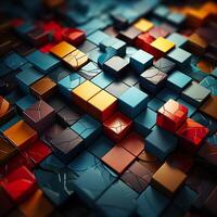 Colorful 3D Geometric Abstract Glossy Matte Multiple Shaped Elegant Background Wallpaper photo