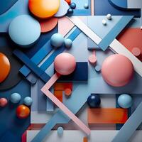 3d Rendered Colorful Glossy and Matte Ultra HD Geometric Background Wallpaper photo