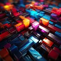 Colorful 3D Geometric Abstract Glossy Matte Multiple Shaped Elegant Background Wallpaper photo