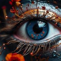 Art Of Artificial Intelligence Colorful Close Up Technology Eye Image 3D Rendered photo