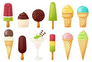 Different ice cream type collection vector